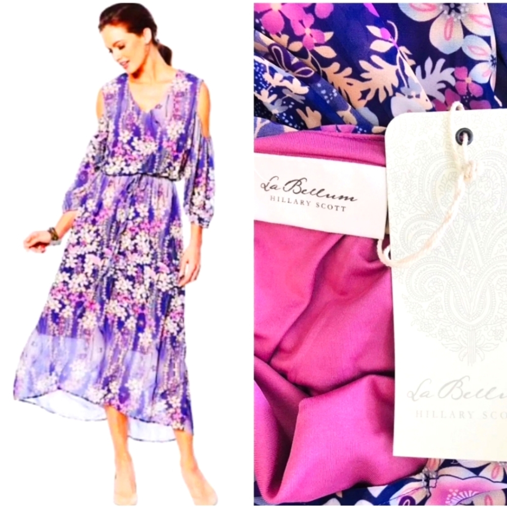 NWT LaBellum by Hilary Scott Floral Open Shoulder Dress 3X